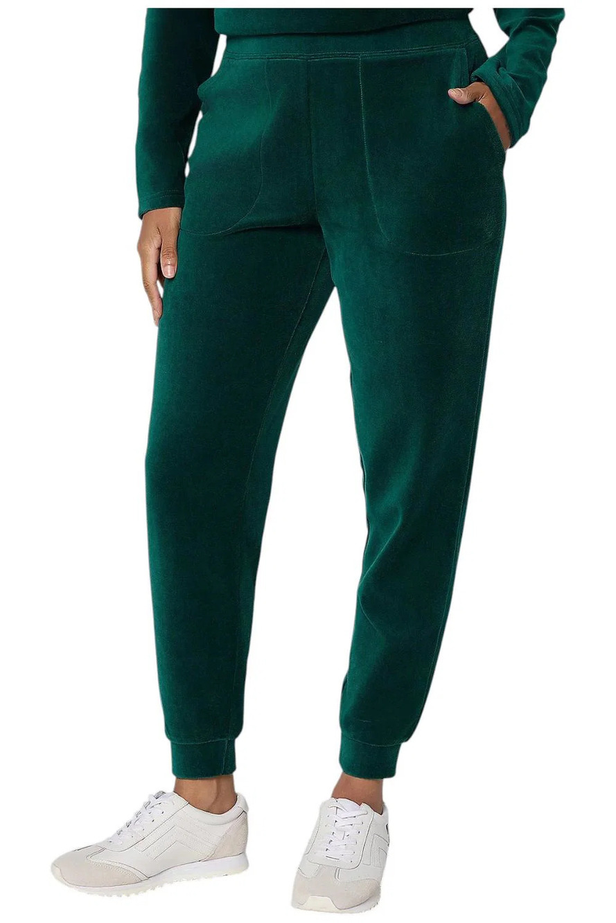 Denim & Co. Women's Active Velour Ankle Joggers Evergreen - Petite
